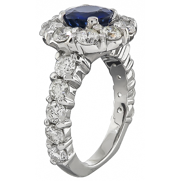 Estate 2.35ct Sapphire 2.00ct Diamond Engagement Ring