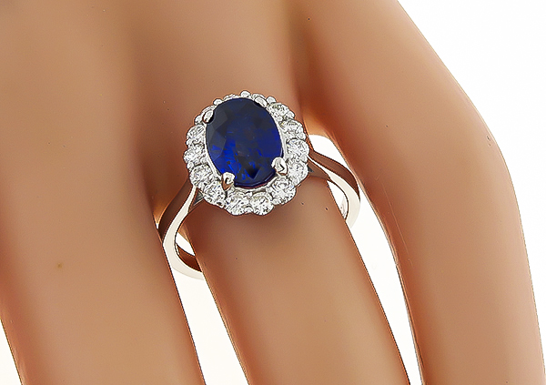 Estate 2.37ct Sapphire 0.70ct Diamond Engagement Ring