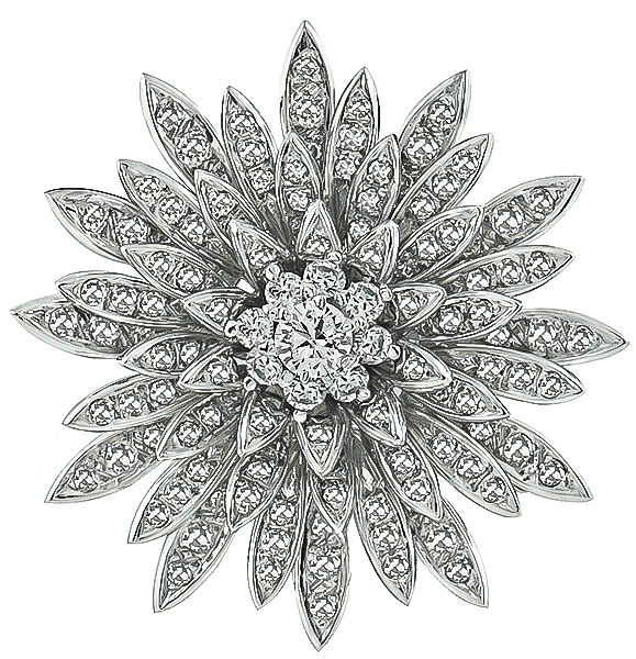 Estate 2.50ct Diamond Floral Pin/Pendant Photo 1