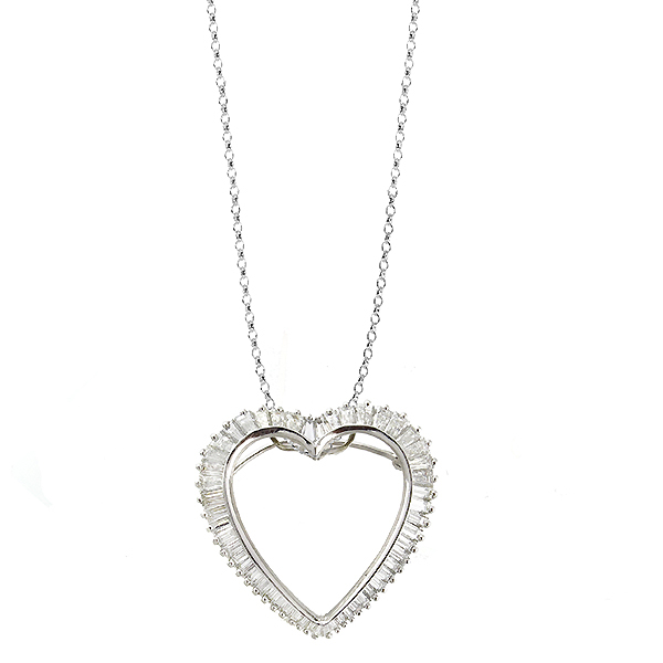  diamond 14k white gold heart pin/ pendant 1