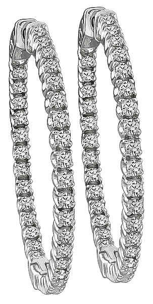 Estate 2.50ct Diamond Hoops Earrings Photo 1