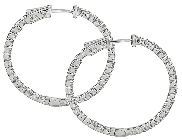 Estate 2.50ct Diamond Hoops Earrings Photo 1