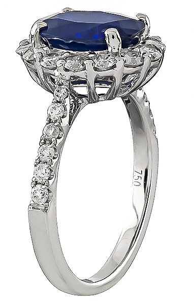 Estate 2.54ct Sapphire 0.50ct Diamond Engagement Ring