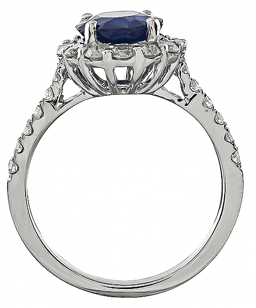 Estate 2.54ct Sapphire 0.50ct Diamond Engagement Ring