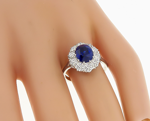 Estate 2.55ct Sapphire 1.20ct Diamond Engagement Ring