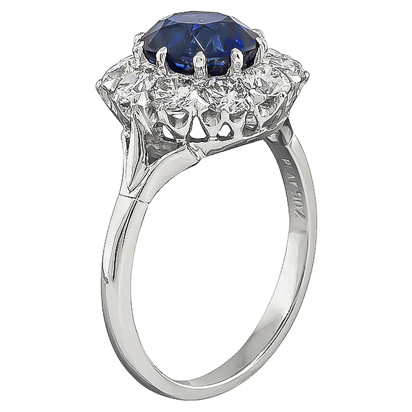 Estate 2.55ct Sapphire 1.20ct Diamond Engagement Ring