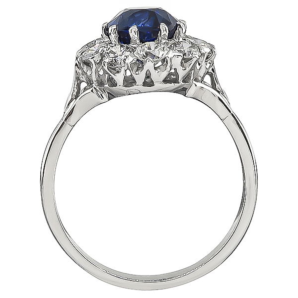 Estate 2.55ct Sapphire 1.20ct Diamond Engagement Ring