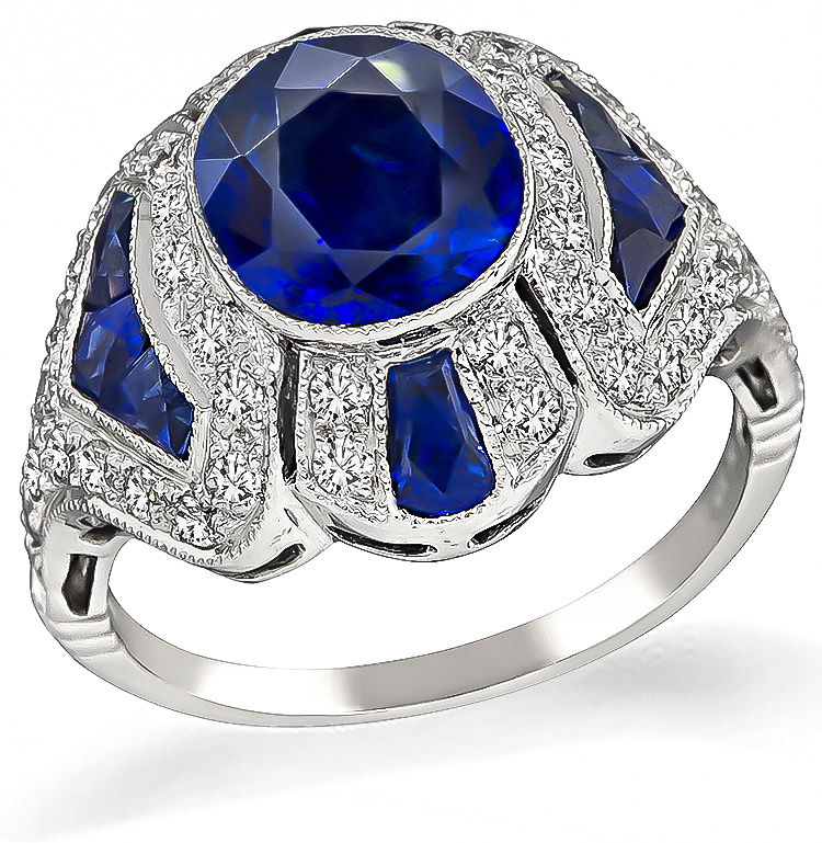 Estate 2.68ct Sapphire 0.65ct Diamond Ring