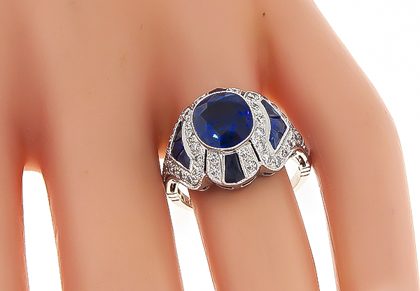 Estate 2.68ct Sapphire 0.65ct Diamond Ring