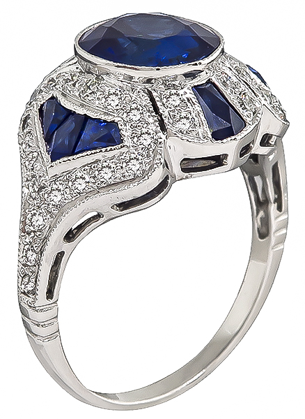 Estate 2.68ct Sapphire 0.65ct Diamond Ring