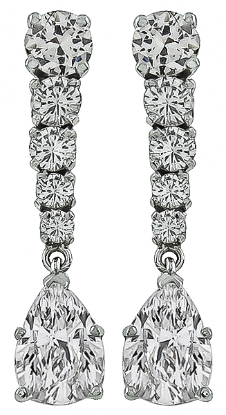 Estate 2.70ct Diamond Drop Earrings Photo 1