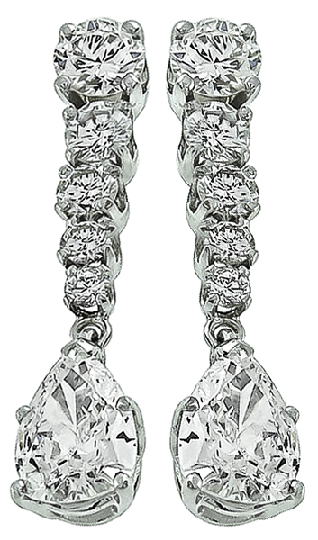 Estate 2.70ct Diamond Drop Earrings Photo 1