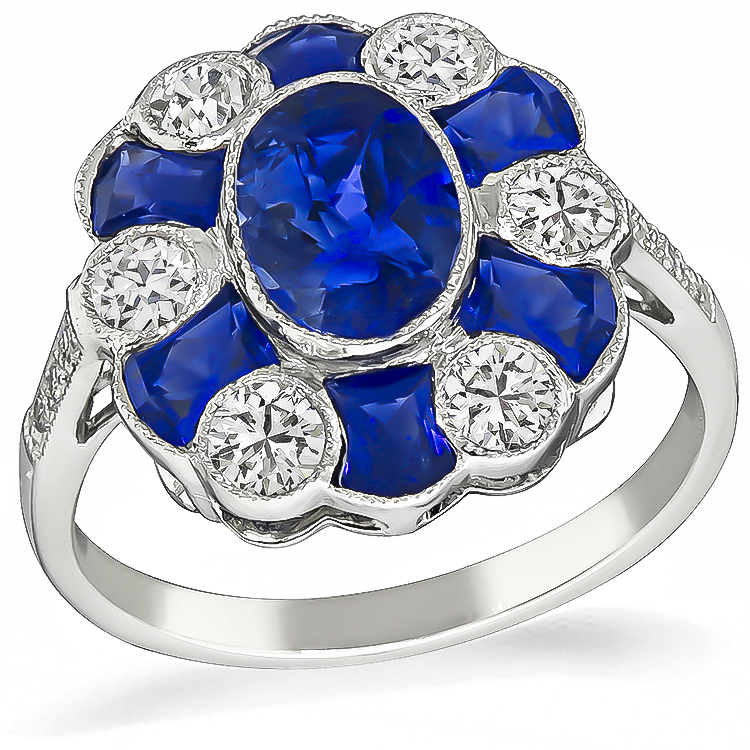 Estate 2.72ct Sapphire 0.69ct Diamond Ring