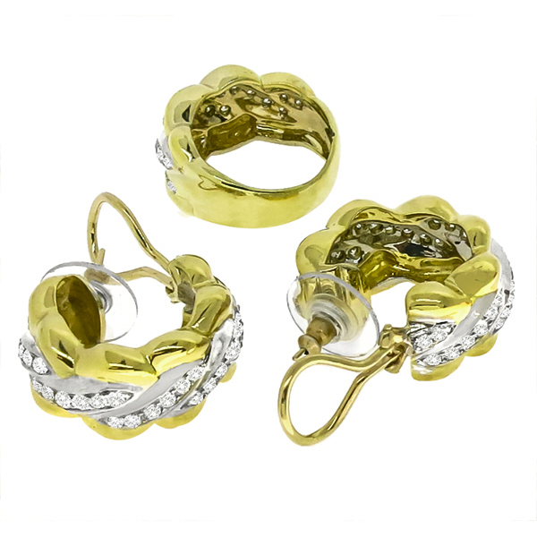 2.75ct Diamond Gold Ring and Earrings Set 