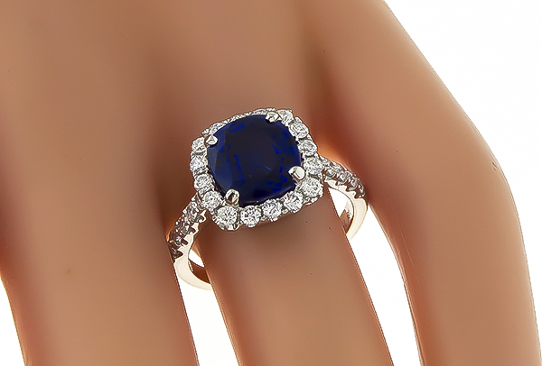 Estate 2.79ct Sapphire 0.75ct Diamond Engagement Ring