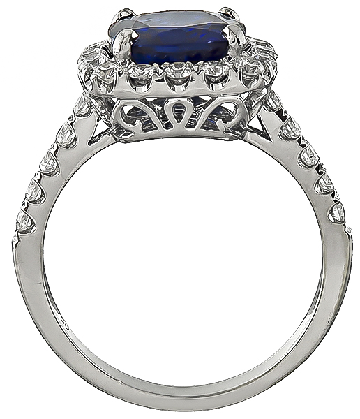 Estate 2.79ct Sapphire 0.75ct Diamond Engagement Ring