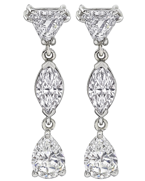 Estate 3.00ct Diamond Drop Earrings