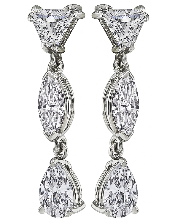 Estate 3.00ct Diamond Drop Earrings