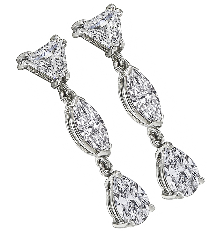 Estate 3.00ct Diamond Drop Earrings