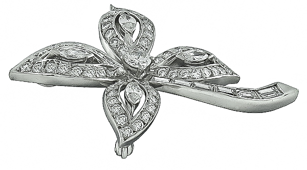 Estate 3.00ct Diamond Flower Pin