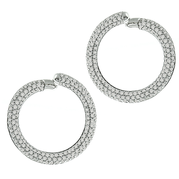 diamond 14k white gold frontal hoops earrings 1