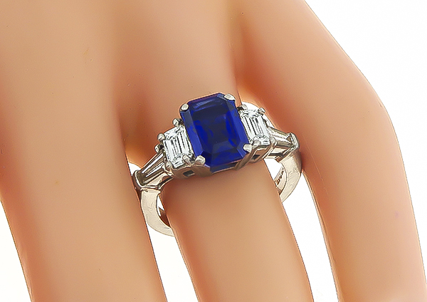 Estate 3.02ct Sapphire 1.00ct Diamond Engagement Ring