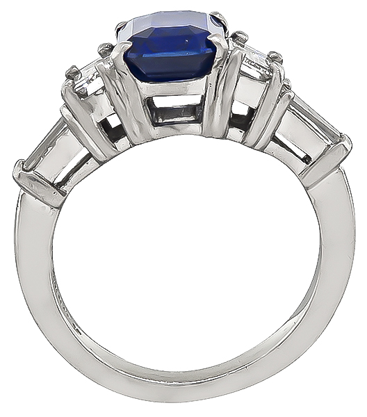 Estate 3.02ct Sapphire 1.00ct Diamond Engagement Ring