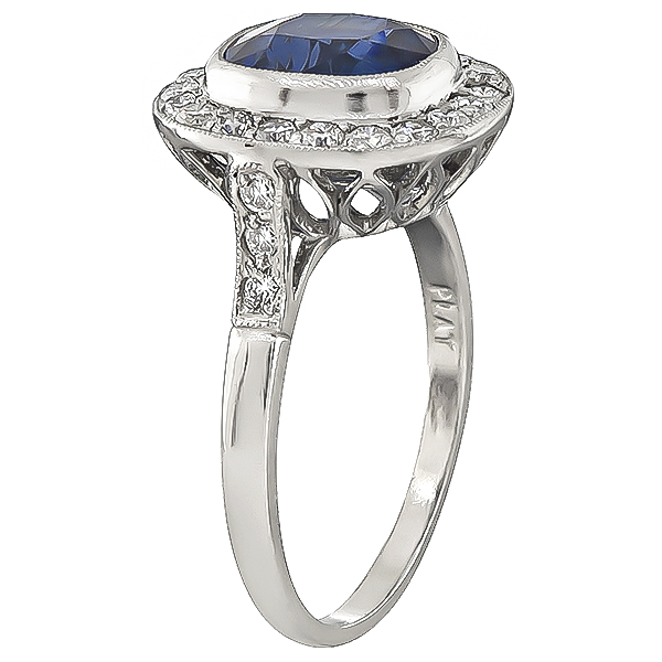 Estate 3.02ct Sapphire 1.00ct Diamond Engagement Ring