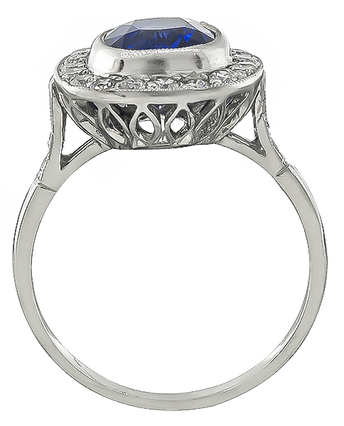 Estate 3.02ct Sapphire 1.00ct Diamond Engagement Ring