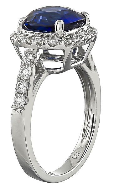 Estate 3.06ct Sapphire 0.50ct Diamond Engagement Ring