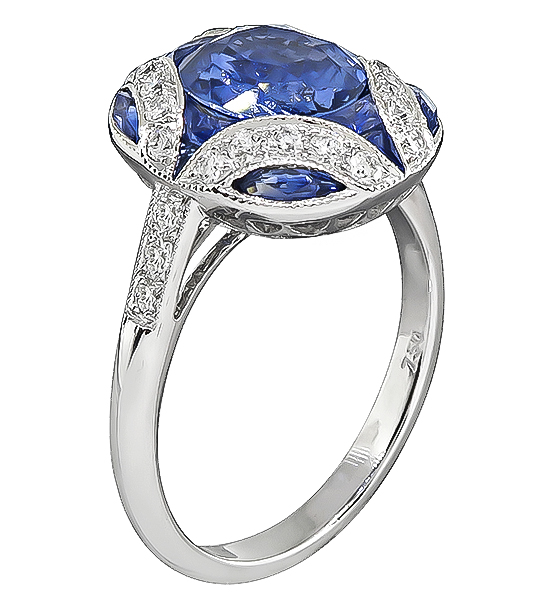 Estate 3.08ct Sapphire 0.35ct Diamond Ring