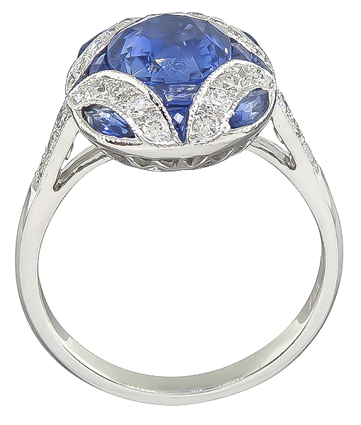 Estate 3.08ct Sapphire 0.35ct Diamond Ring