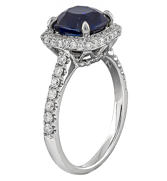 Estate 3.11ct Sapphire 0.50ct Diamond Engagement Ring