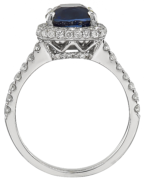 Estate 3.11ct Sapphire 0.50ct Diamond Engagement Ring