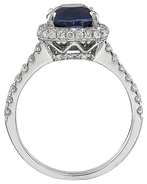 Estate 3.11ct Sapphire 0.50ct Diamond Engagement Ring