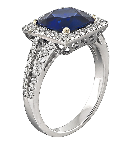 Estate 3.25ct Sapphire 1.00ct Sapphire Engagement Ring