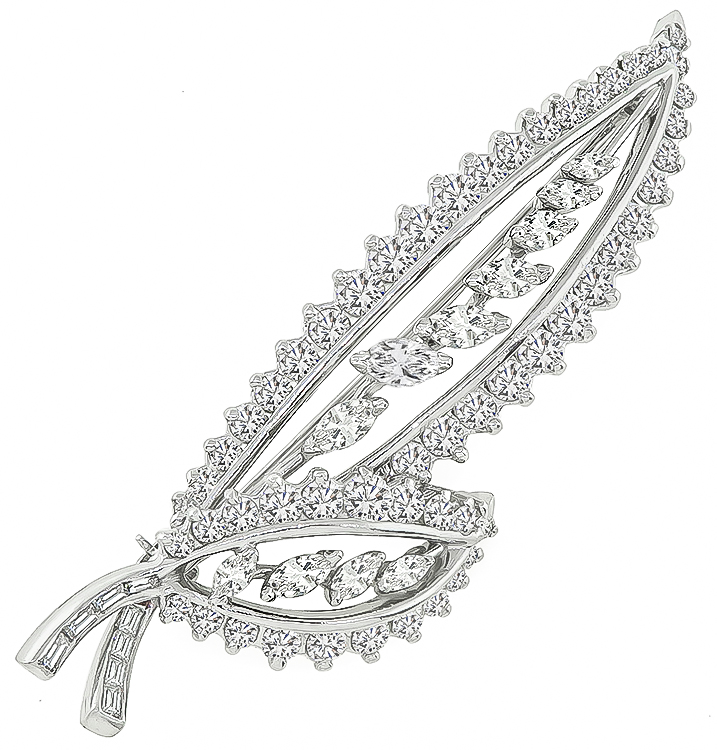 Estate 3.50ct Diamond Leaf Pin