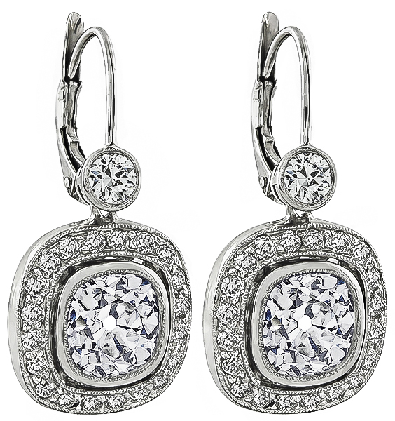 Estate 3.57ct Diamond Earrings Photo 1