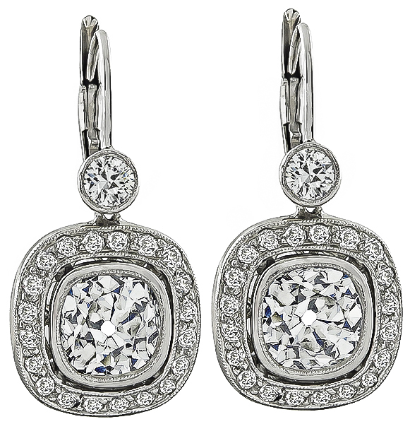 Estate 3.57ct Diamond Earrings Photo 1