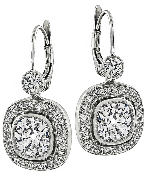 Estate 3.57ct Diamond Earrings Photo 1