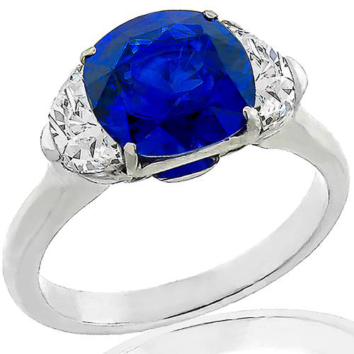 Ceylon Sapphire Diamond Platinum Ring 