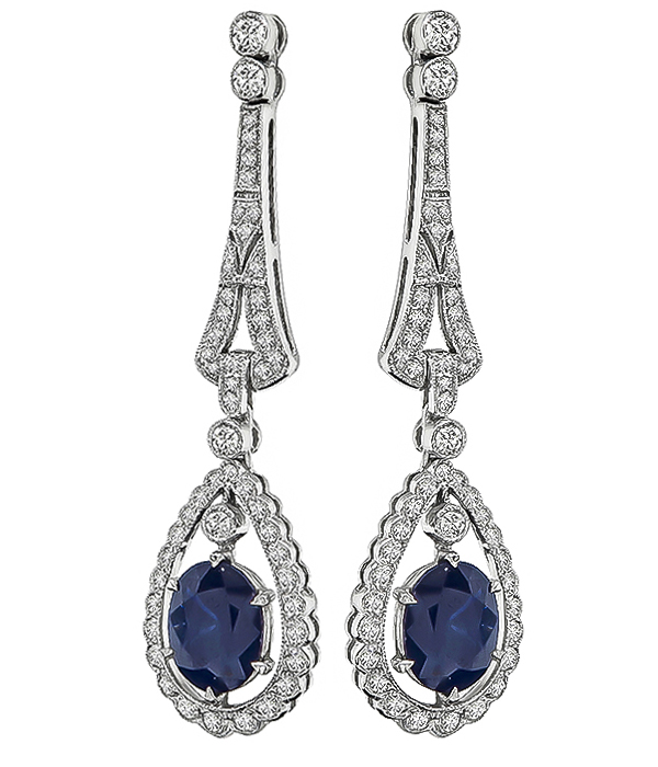 3.65ct Sapphire 1.20ct Diamond Earrings