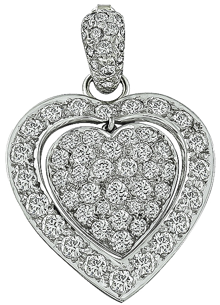 Estate 3.75ct Diamond Heart Pendant