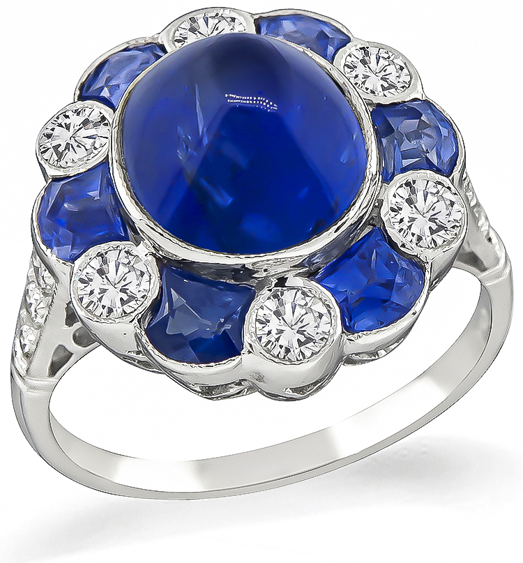 Estate 3.95ct Sapphire 0.60ct Diamond Ring