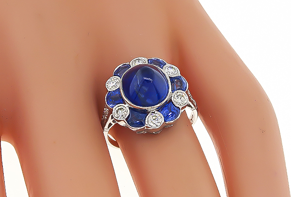 Estate 3.95ct Sapphire 0.60ct Diamond Ring