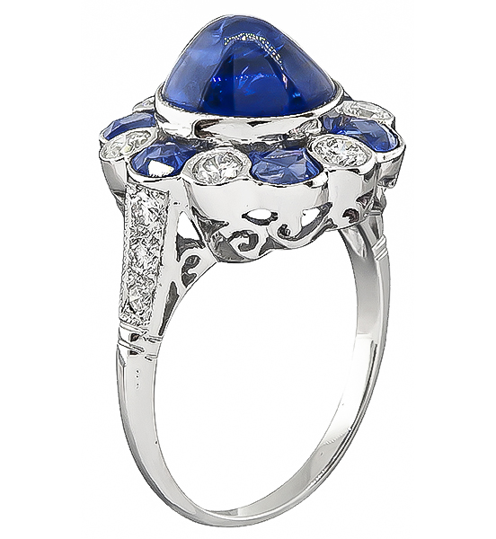 Estate 3.95ct Sapphire 0.60ct Diamond Ring