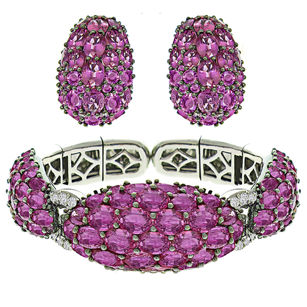 Pink Sapphire Diamond Jewelry Set