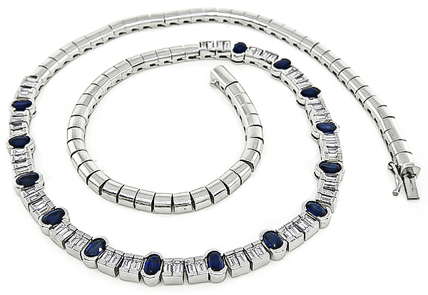 Estate 4.00ct Diamond 5.50ct Sapphire Necklace