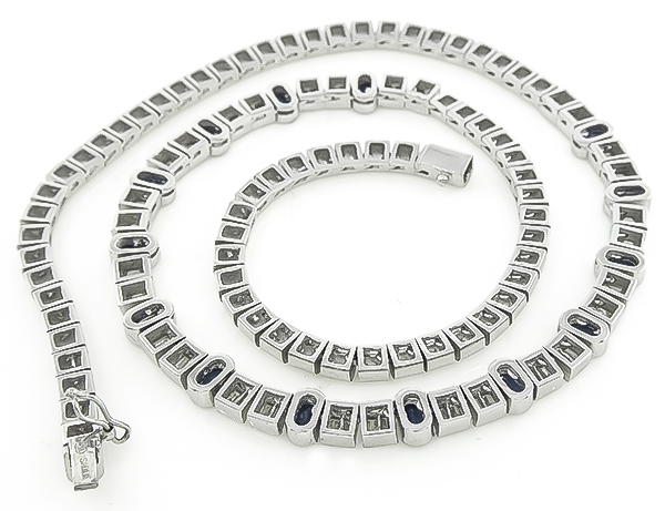 Estate 4.00ct Diamond 5.50ct Sapphire Necklace