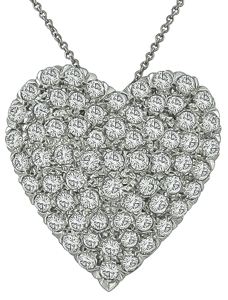 Estate 4.00ct Diamond Heart Pin / Pendant